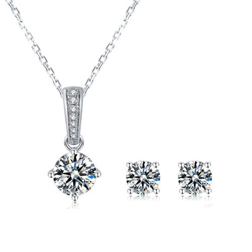 Simplest Style Luxury  925 Sterling Silver Moissanite Women Engagement Four Prongs Single Diamond Wedding Party Stud Earrings